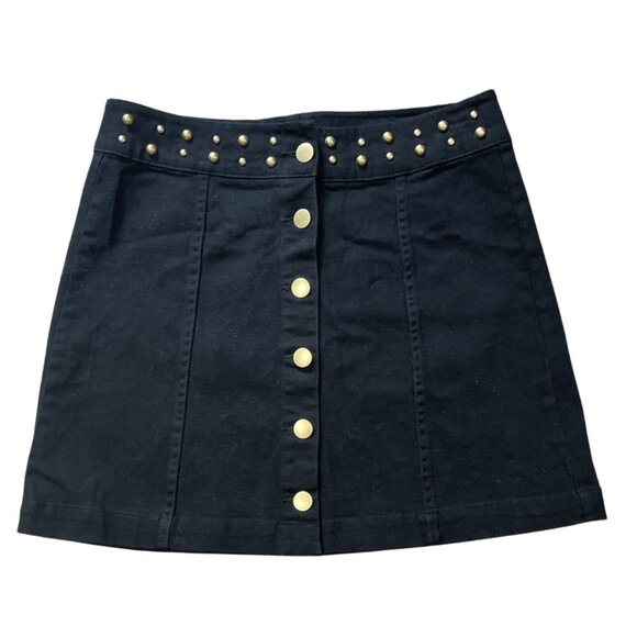Jack By BB Dakota Black Studded Mini Skirt Size 4 Emo Preppy - Picture 1 of 6